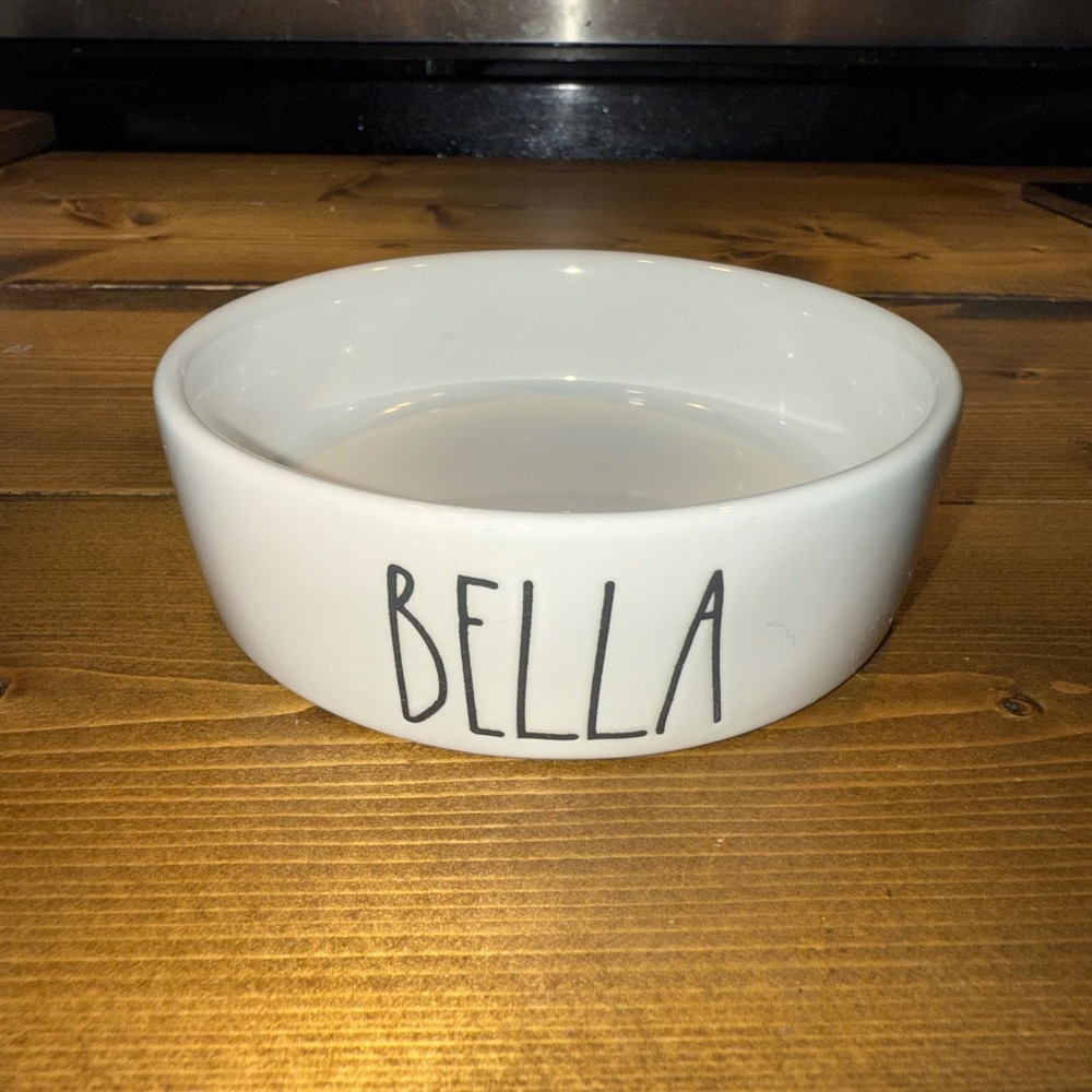 Rae Dunn BELLA Ceramic Pet Bowl White Artisan Collection by Magenta Small Medium